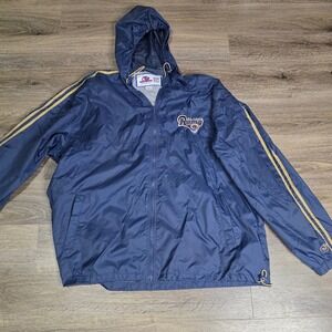 Unique Sports Generation Mens XXL Windbreaker Blue St Louis Rams Vintage NFL Zip